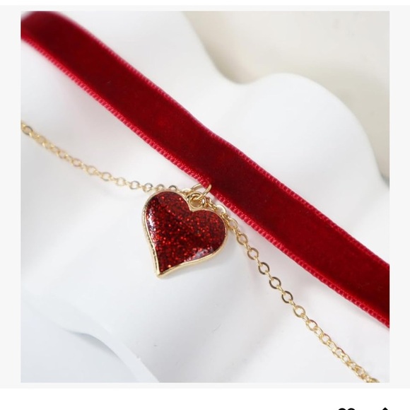Choker Set 3 PCS Necklace Choker Heart Charm Velvet Gothic Classical Collars - Picture 6 of 7